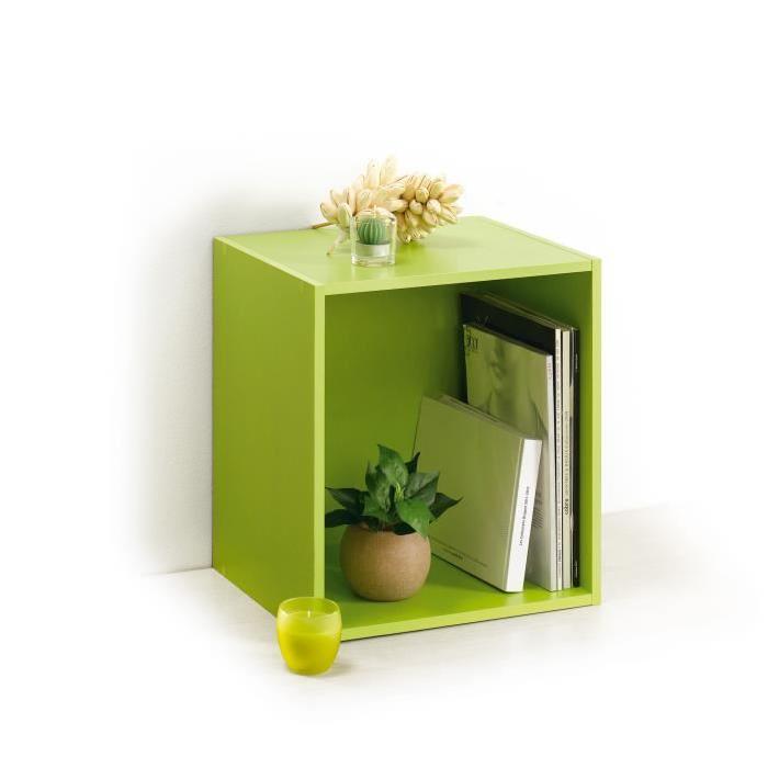 HOMEA Cube de rangement avec 1 niche 34,4x34,4x29,5 cm vert anis