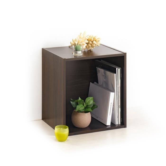 HOMEA Cube de rangement avec 1 niche 34,4x34,4x29,5 cm wenge