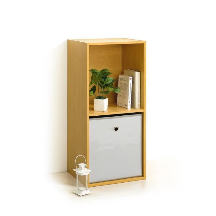 HOMEA Cube de rangement avec 2 niches 67,6x34,4x29,5 cm chene clair