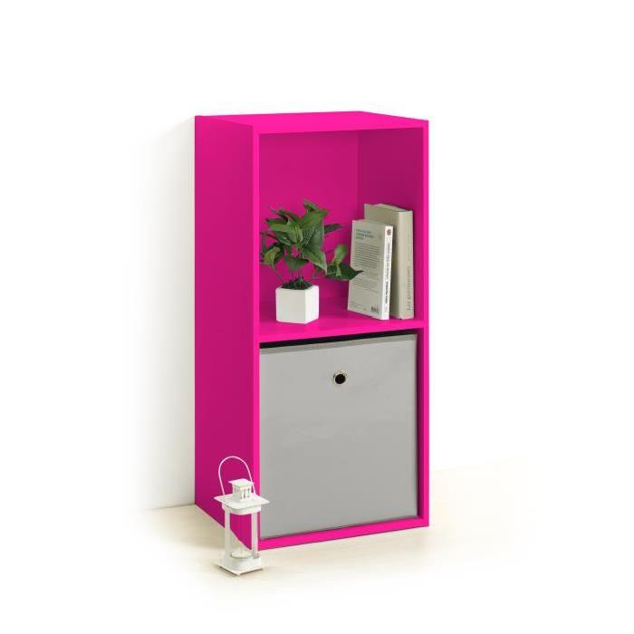 HOMEA Cube de rangement avec 2 niches 67,6x34,4x29,5 cm fuchsia