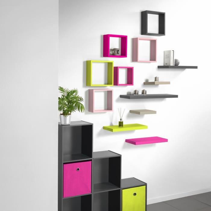 HOMEA Cube de rangement avec 2 niches 67,6x34,4x29,5 cm fuchsia