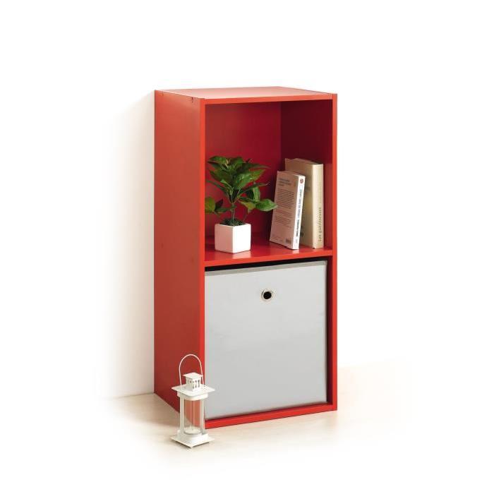 HOMEA Cube de rangement avec 2 niches 67,6x34,4x29,5 cm rouge