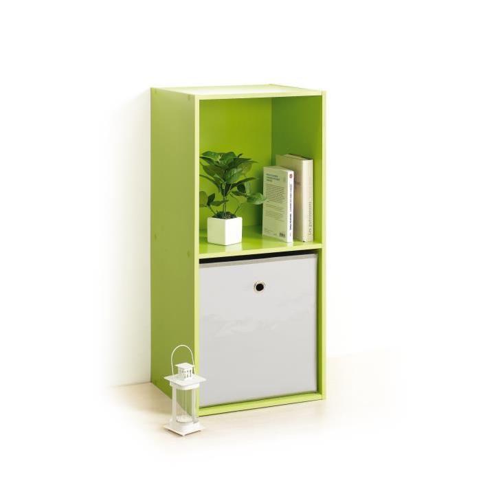 HOMEA Cube de rangement avec 2 niches 67,6x34,4x29,5 cm vert anis