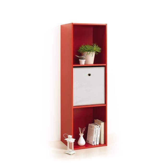 HOMEA Cube de rangement avec 3 niches 100,8x34,4x29,5 cm rouge