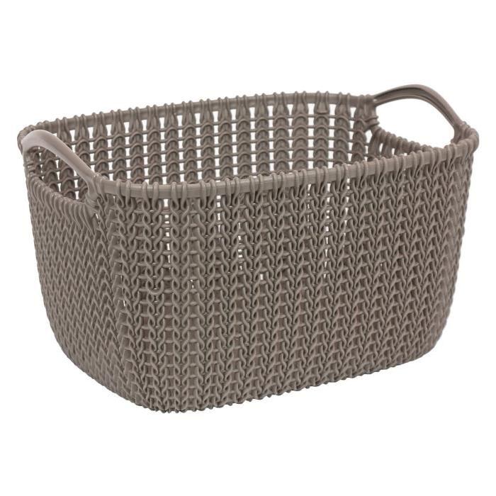 CURVER Paniere de rangement rectangulaire Knit 19 L tricot marron