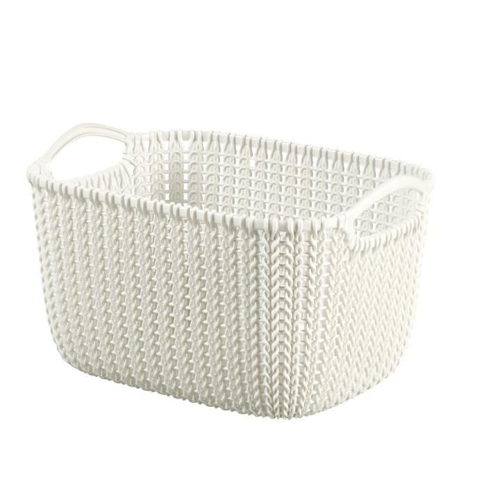 CURVER Paniere de rangement rectangulaire Knit 8 L tricot blanc