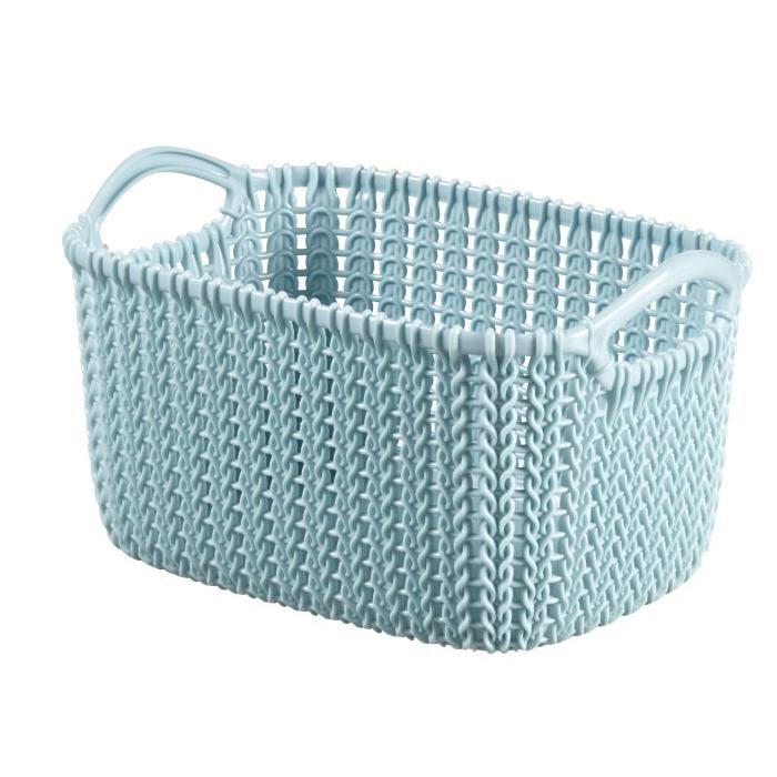 CURVER Paniere de rangement rectangulaire Knit 3 L tricot bleu