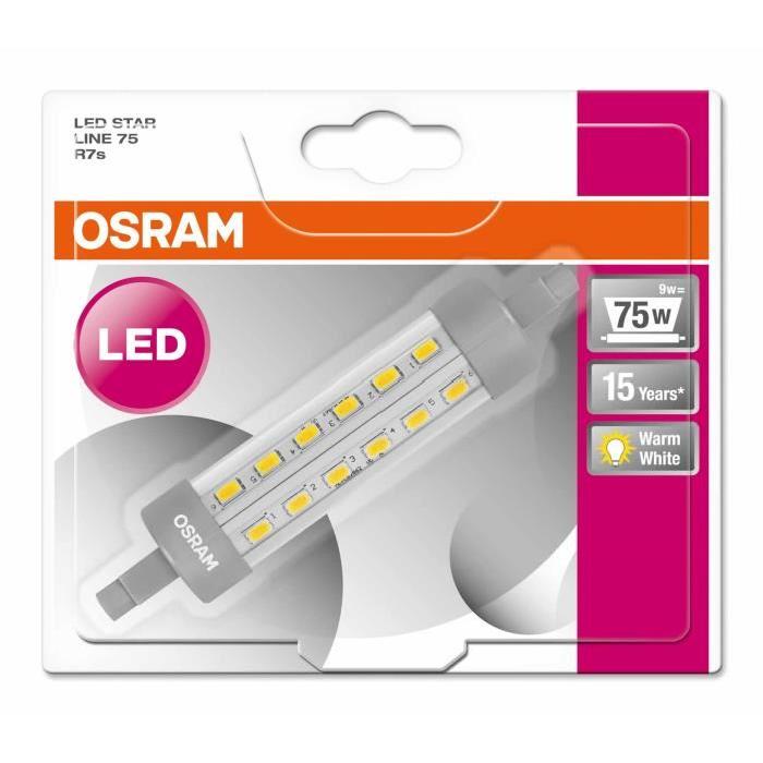 OSRAM Ampoule LED R7S 9 W équivalent a 75 W blanc chaud