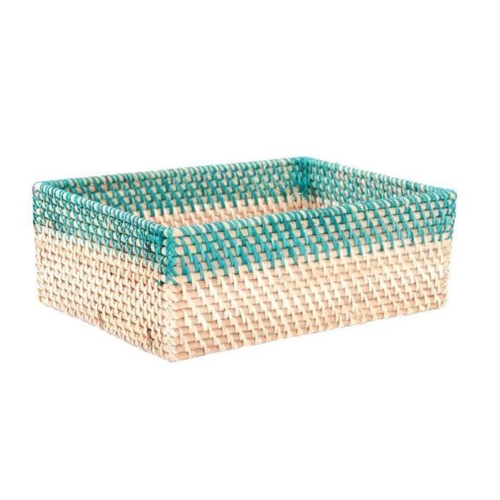 ITEM Corbeille Rotin - 33x23x12 cm - Turquoise