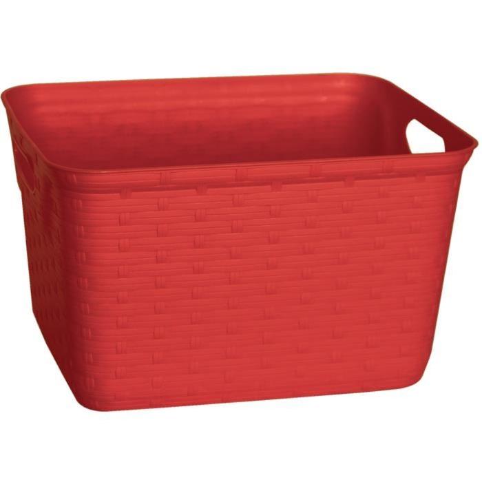 M-HOME Corbeille déco aspect osier 15L - Rouge