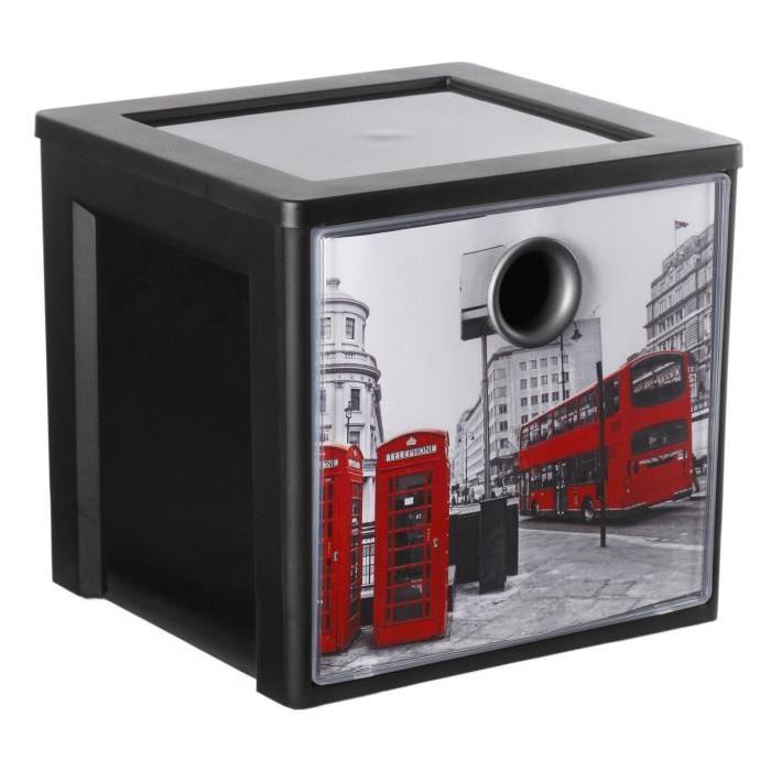 SUNDIS Cube boîte de rangement Decobox City 11L 25x27x25,5 cm anthracite