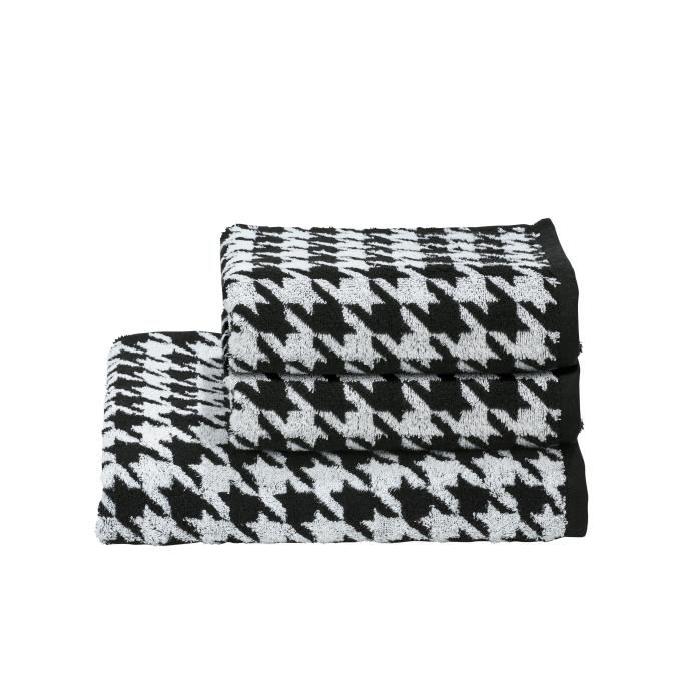 DONE Daily Shapes BIRD 2 serviettes de toilette + 1 drap douche - Noir et Blanc