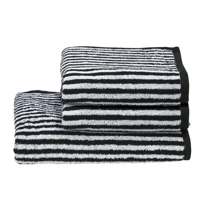 DONE Daily Shapes STRIPES 2 serviettes de toilette + 1 drap douche - Noir et Blanc
