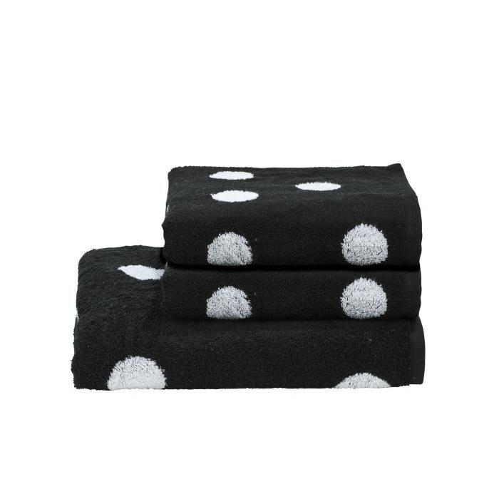 DONE Daily Shapes DOTS 2 serviettes de toilette + 1 drap douche - Noir et Blanc