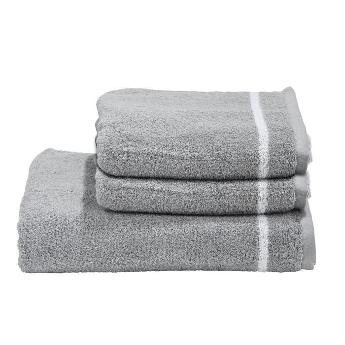 DONE Daily Shapes 1 STAR 2 serviettes de toilette + 1 drap douche - Argent et Blanc