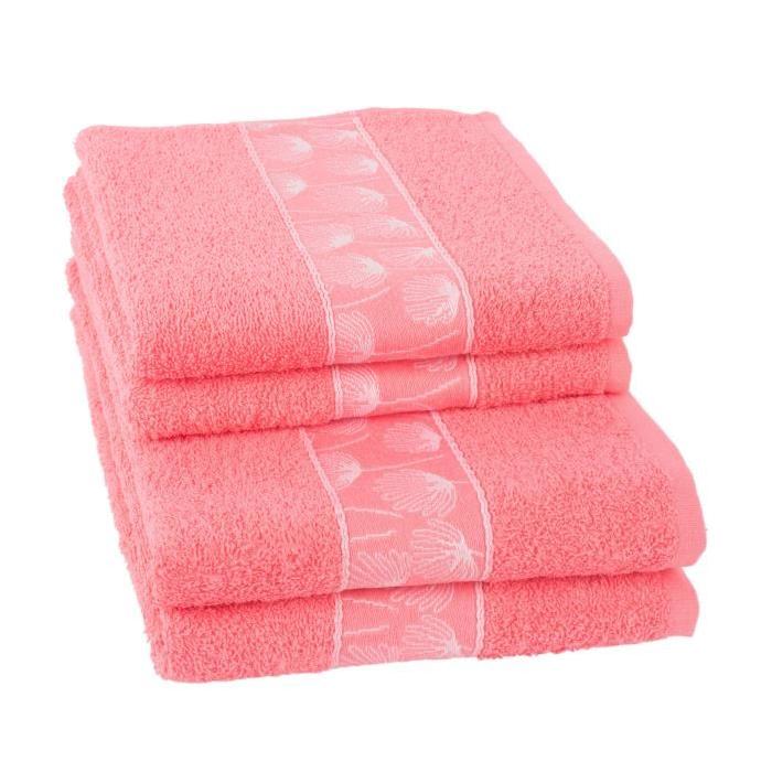 JULES CLARYSSE Lot de 2 serviettes + 2 draps de bain Daisy - Rouge