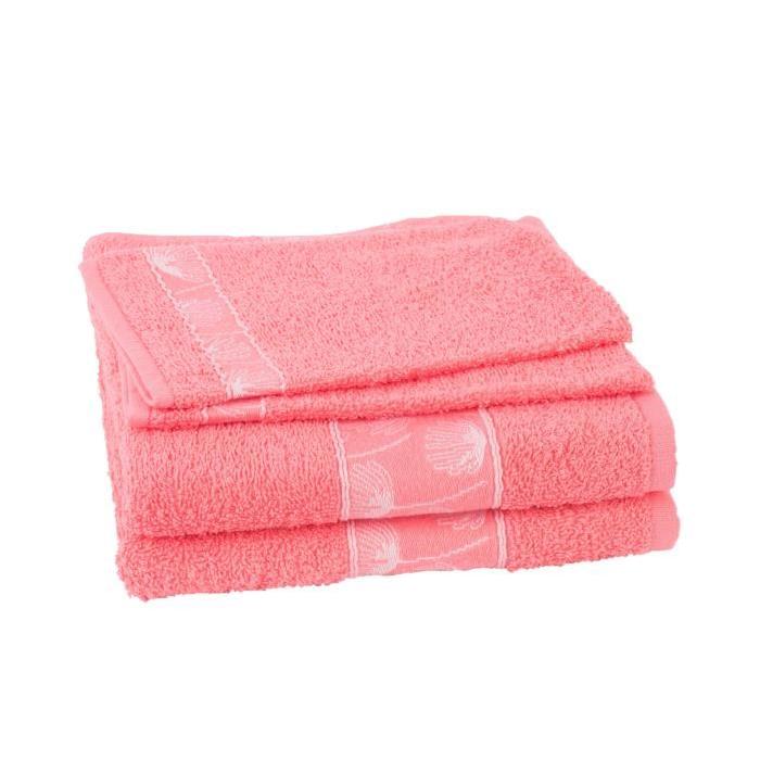 JULES CLARYSSE Lot de 2 serviettes + 2 gants de toilette Daisy - Rouge