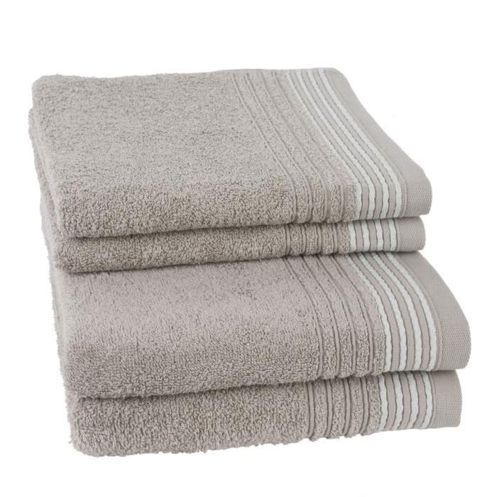 JULES CLARYSSE Lot de 2 serviettes + 2 draps de bain Carl - Sable