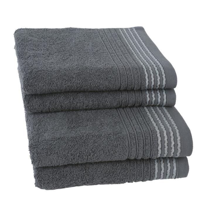 JULES CLARYSSE Lot de 2 serviettes + 2 draps de bain Carl - Gris