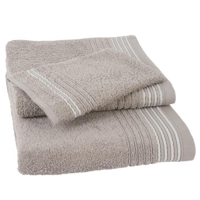 JULES CLARYSSE Lot de 1 serviette + 1 drap de bain + 1 gant de toilette Carl - Sable