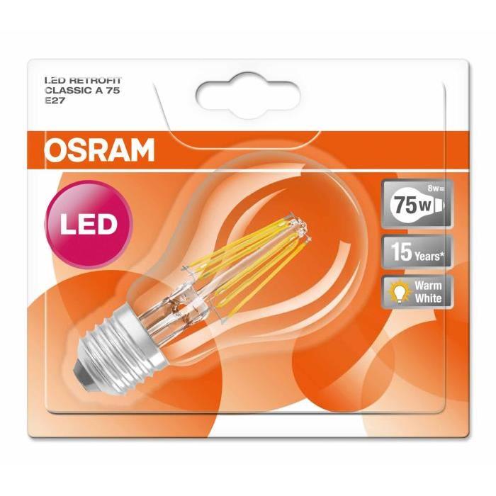 OSRAM Ampoule filament LED E27 8 W équivalent a 75 W blanc chaud