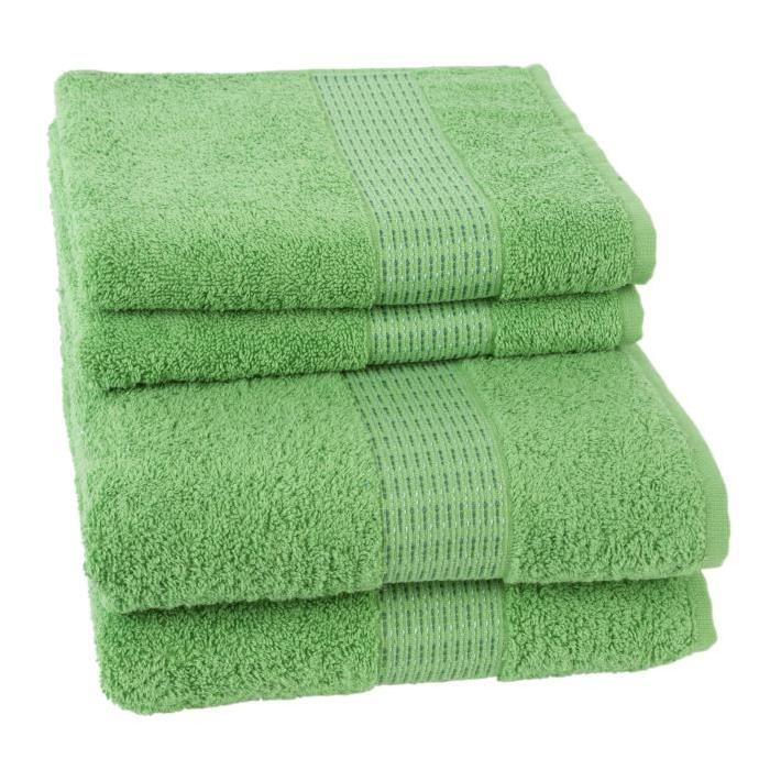 JULES CLARYSSE Lot de 2 serviettes + 2 draps de bain Jasmine - Vert