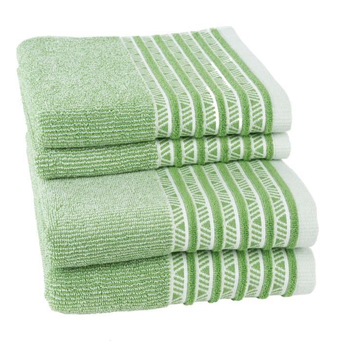 JULES CLARYSSE Lot de 2 serviettes + 2 draps de bain IRIS - Vert