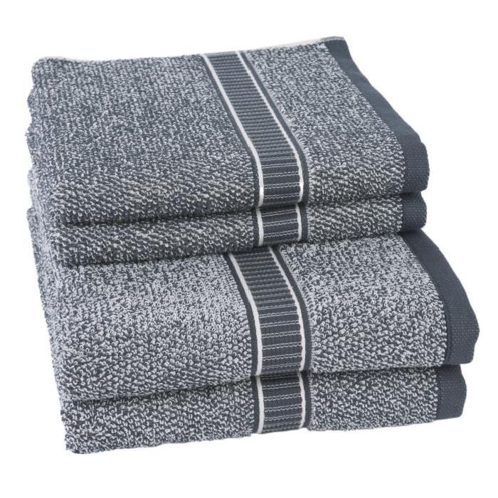 JULES CLARYSSE Lot de 2 serviettes + 2 draps de bain Jasper - Gris