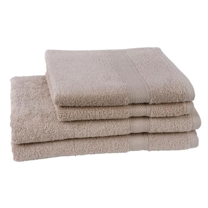 JULES CLARYSSE  Lot de 2 serviettes + 2 draps de bain Élégance - Sable