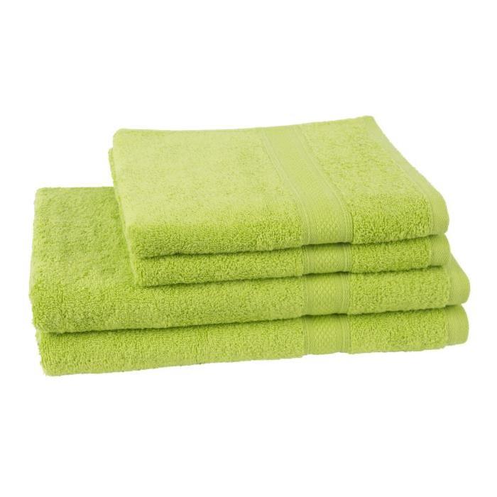 JULES CLARYSSE Lot de 2 serviettes + 2 draps de bain Élégance - Vert