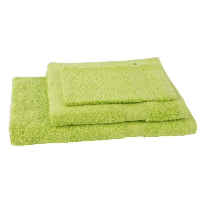 JULES CLARYSSE Lot de 1 serviette + 1 drap de bain + 1 gant de toilette Élégance - Vert