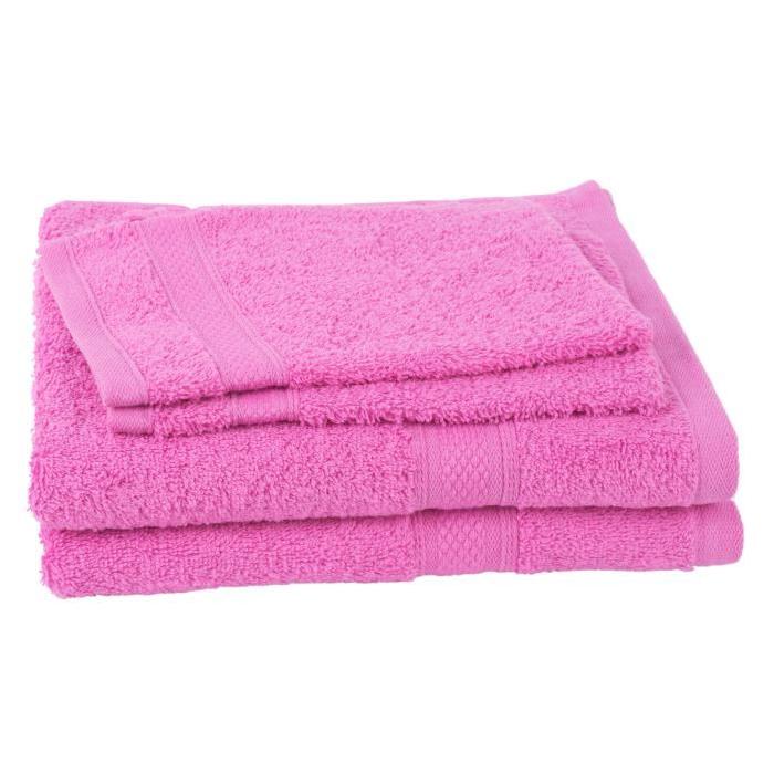 JULES CLARYSSE Lot de 2 serviettes + 2 gants de toilette Élégance - Rose