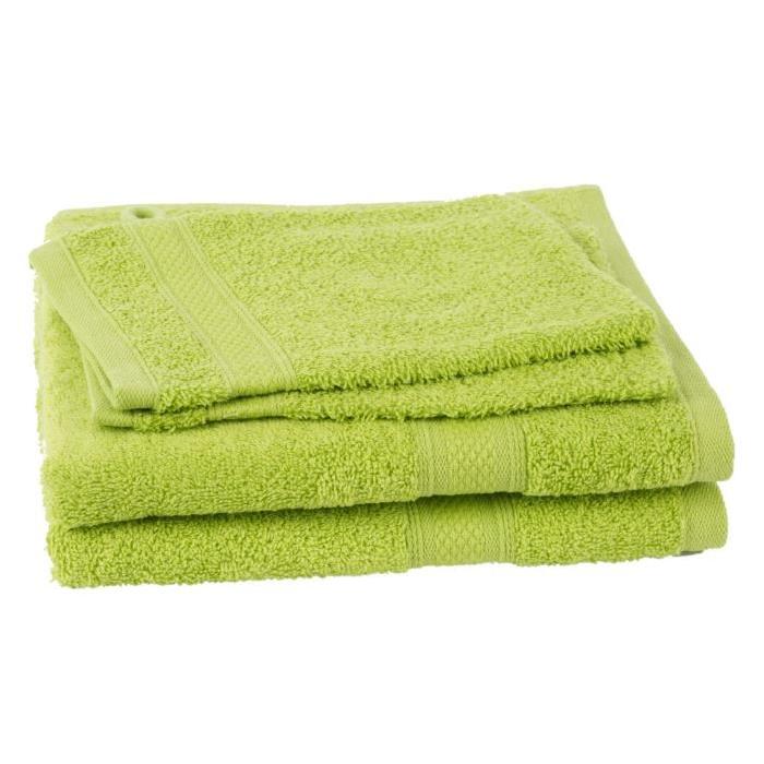 JULES CLARYSSE Lot de 2 serviettes + 2 gants de toilette Élégance - Vert