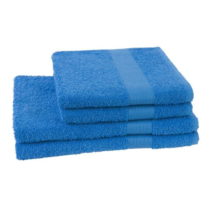 JULES CLARYSSE Lot de 2 serviettes + 2 draps de bain Viva - Bleu