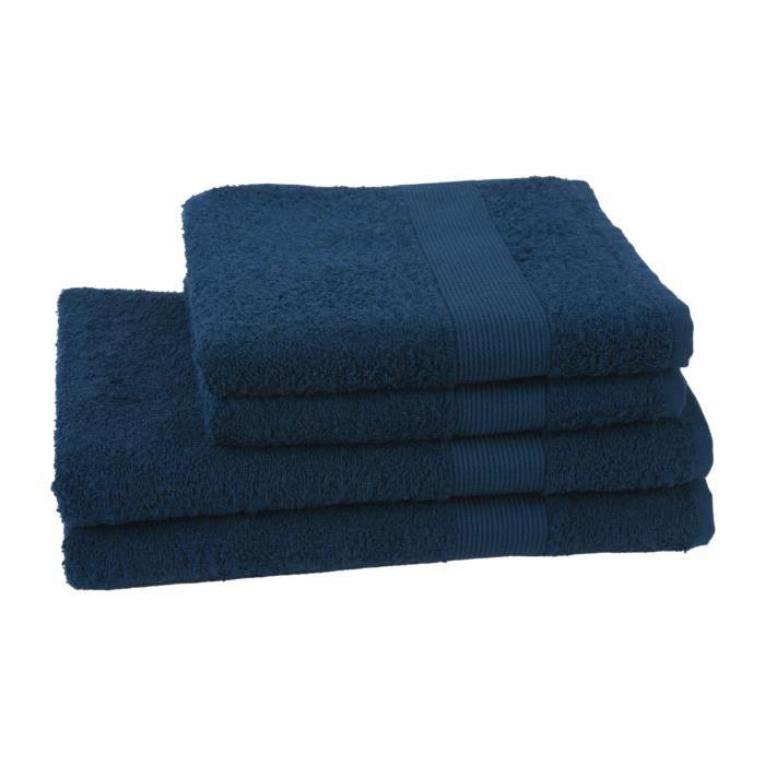 JULES CLARYSSE Lot de 2 serviettes + 2 draps de bain Viva - Bleu Marine