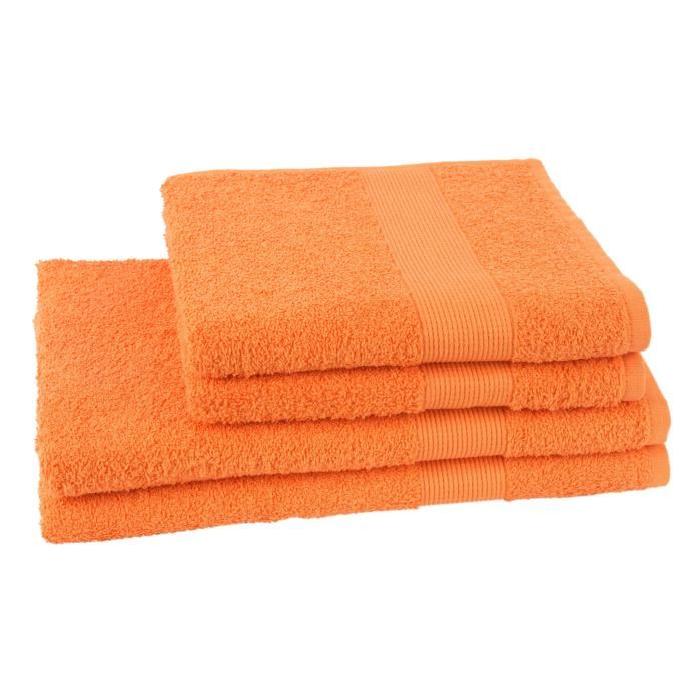 JULES CLARYSSE Lot de 2 serviettes + 2 draps de bain Viva - Orange