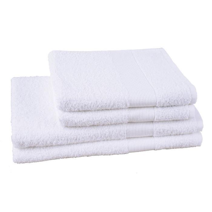 JULES CLARYSSE Lot de 2 serviettes + 2 draps de bain Viva - Blanc