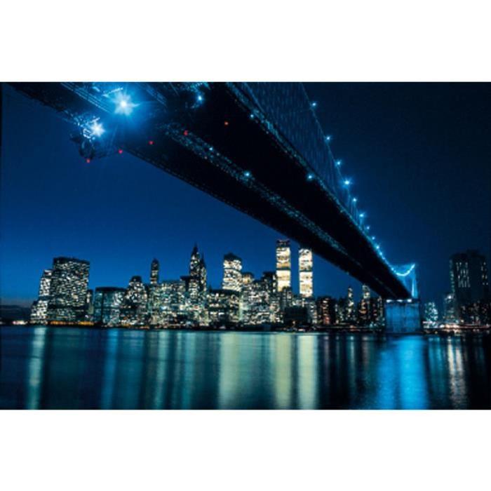 Affiche papier -  Brooklyn Bridge at Night  - Silberman  - 60x80 cm