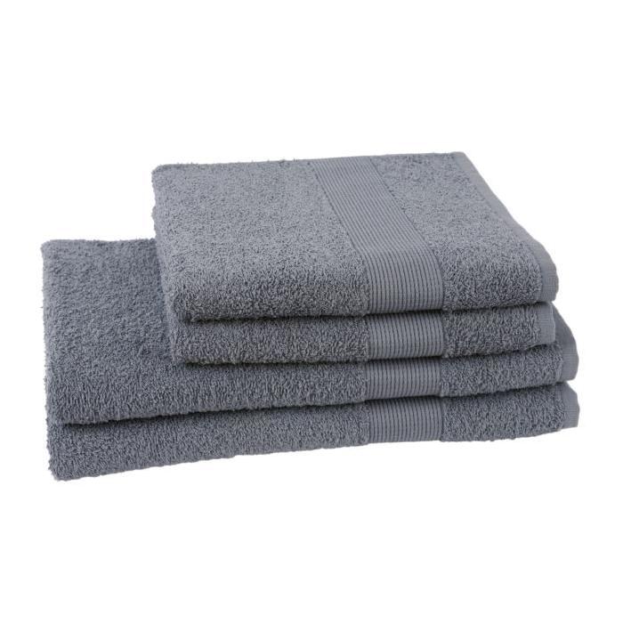 JULES CLARYSSE Lot de 2 serviettes + 2 draps de bain Viva - Gris