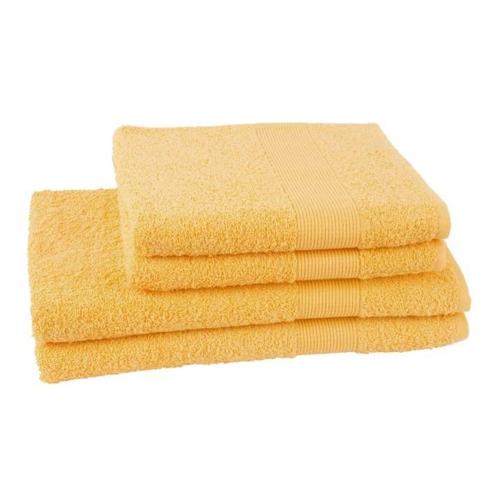 JULES CLARYSSE Lot de 2 serviettes + 2 draps de bain Viva - Jaune