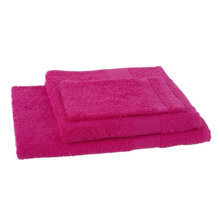 JULES CLARYSSE Lot de 1 serviette + 1 drap de bain + 1 gant de toilette Viva - Rose