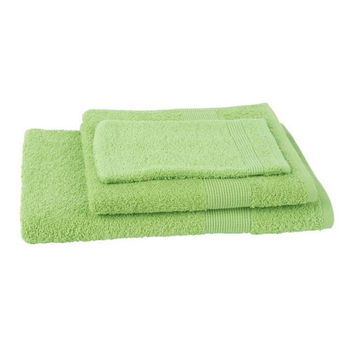 JULES CLARYSSE Lot de 1 serviette + 1 drap de bain + 1 gant de toilette Viva - Vert