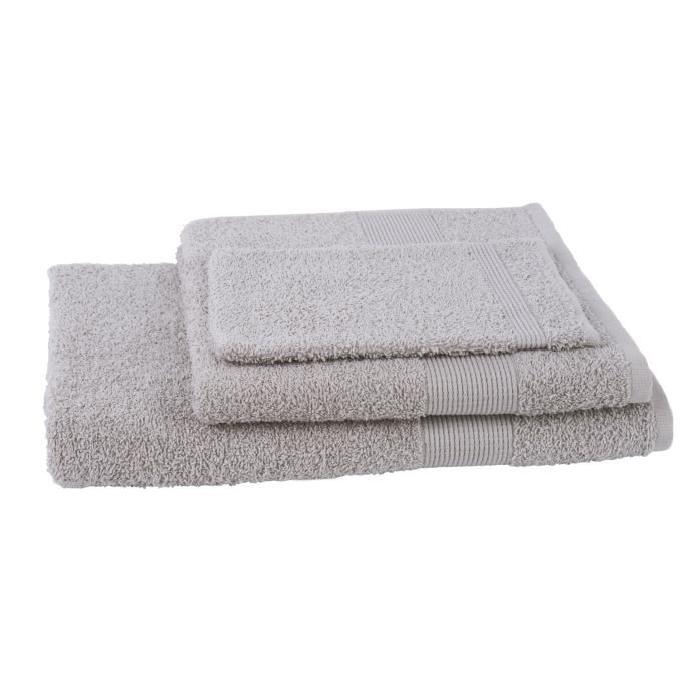 JULES CLARYSSE Lot de 1 serviette + 1 drap de bain + 1 gant de toilette Viva - Sable