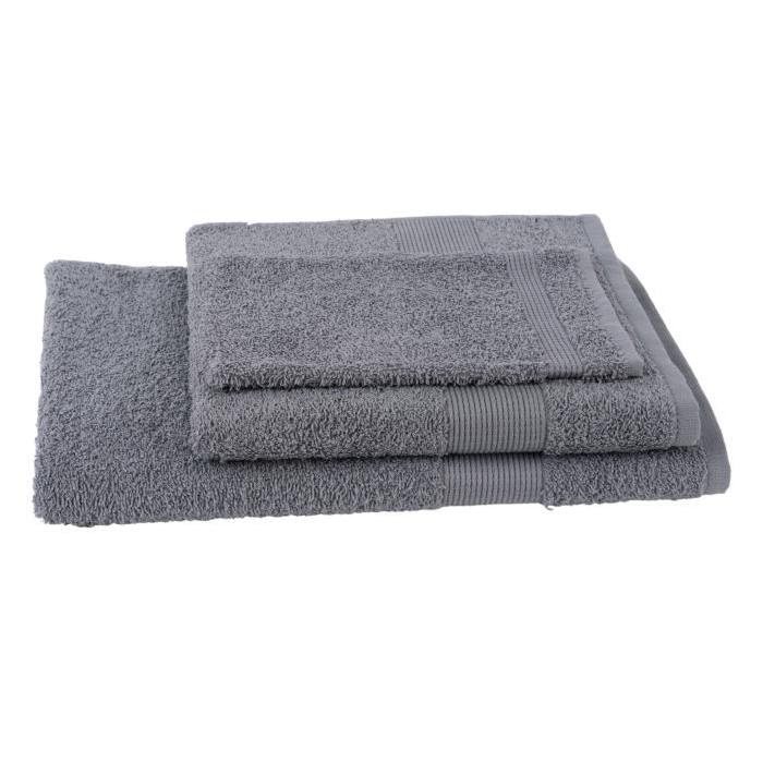 JULES CLARYSSE Lot de 1 serviette + 1 drap de bain + 1 gant de toilette Viva - Gris