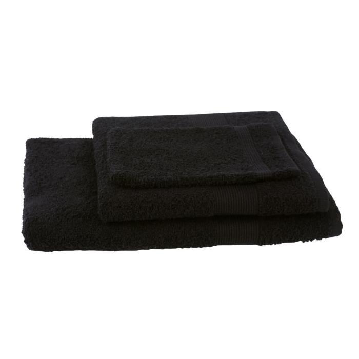 JULES CLARYSSE Lot de 1 serviette + 1 drap de bain + 1 gant de toilette Viva - Noir