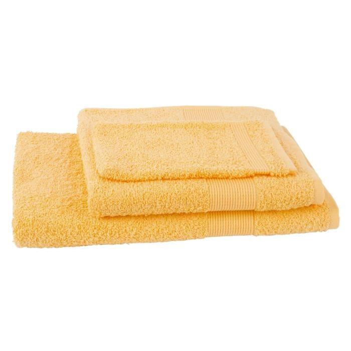 JULES CLARYSSE Lot de 1 serviette + 1 drap de bain + 1 gant de toilette Viva - Jaune