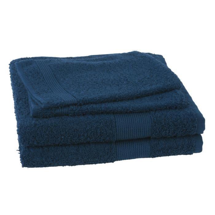 JULES CLARYSSE Lot de 2 serviettes + 2 gants de toilette Viva - Bleu Marine