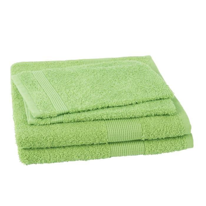 JULES CLARYSSE Lot de 2 serviettes + 2 gants de toilette Viva - Vert