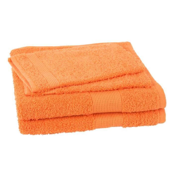 JULES CLARYSSE Lot de 2 serviettes + 2 gants de toilette Viva - Orange