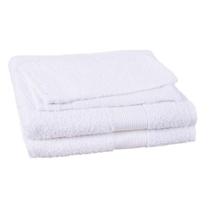 JULES CLARYSSE Lot de 2 serviettes + 2 gants de toilette Viva - Blanc